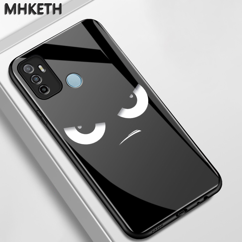 เคสสำหรับ OPPO A53 2020 A33 2020 A32 A53s A11s เคสโทรศัพท์แก้วลายการ์ตูนอิโมจิแบบมีลักษณะเฉพาะตัว