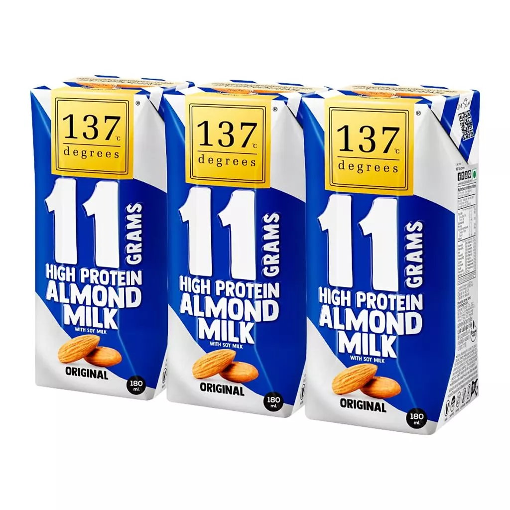 [สินค้าส่งด่วน] 137 ดีกรี นมอัลมอนด์ผสมน้ำนมถั่วเหลือง โปรตีนสูง สูตรดั้งเดิม 180 มล. x 3 ชิ้น