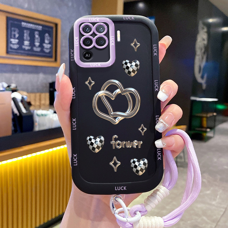 OPPO A94 Reno 5F Reno5 F Reno 5 Lite F19 Pro Case Love Model พร้อมเชือกเส้นเล็ก