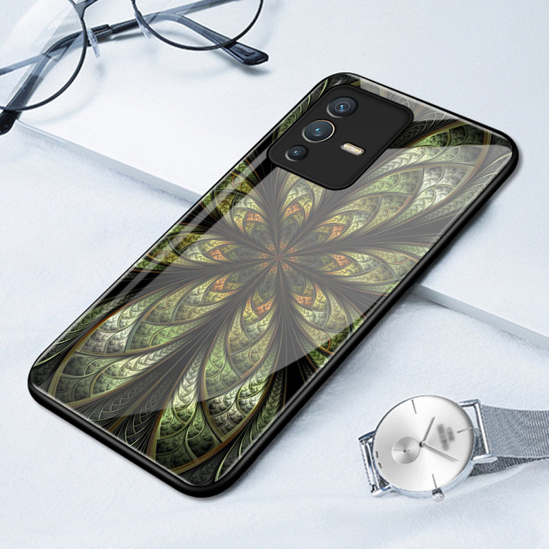 เคสสำหรับ VIVO V23 5G V23i 5G V23E 4G V23E 5G Y75 เคสโทรศัพท์ดอกไม้เปลือกแก้วกันกระแทก