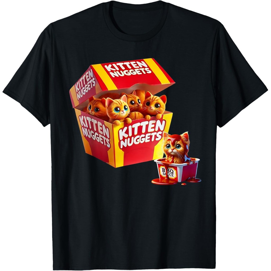 ลูกแมว Nuggets Cat Lover Food Pun Chicken Nuggets เสื้อยืด Unisex