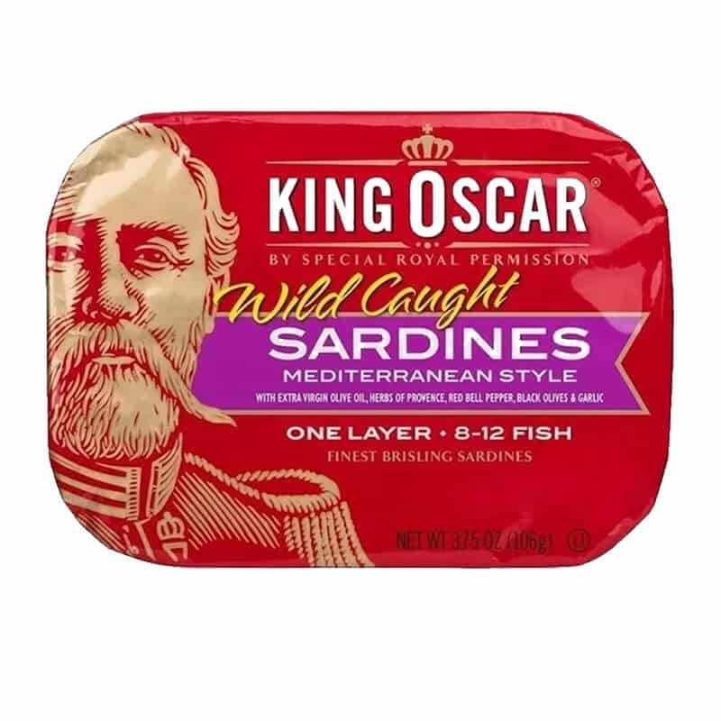 คิงส์ออสการ์ ซาร์ดีนสไตล์เมดิเตอร์เรเนียน 106กรัม กลูเตนฟรี | King Oscar Mediterranean Sardines 106g