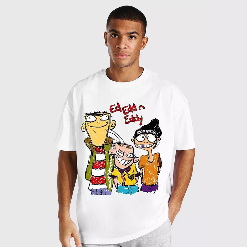 AD8806 Naughty Kid การ์ตูนขนาดใหญ่ Tee 200g ผ้าฝ้ายนุ่ม Unisex น่ารักอินเทรนด์เสื้อสบาย Breathable D