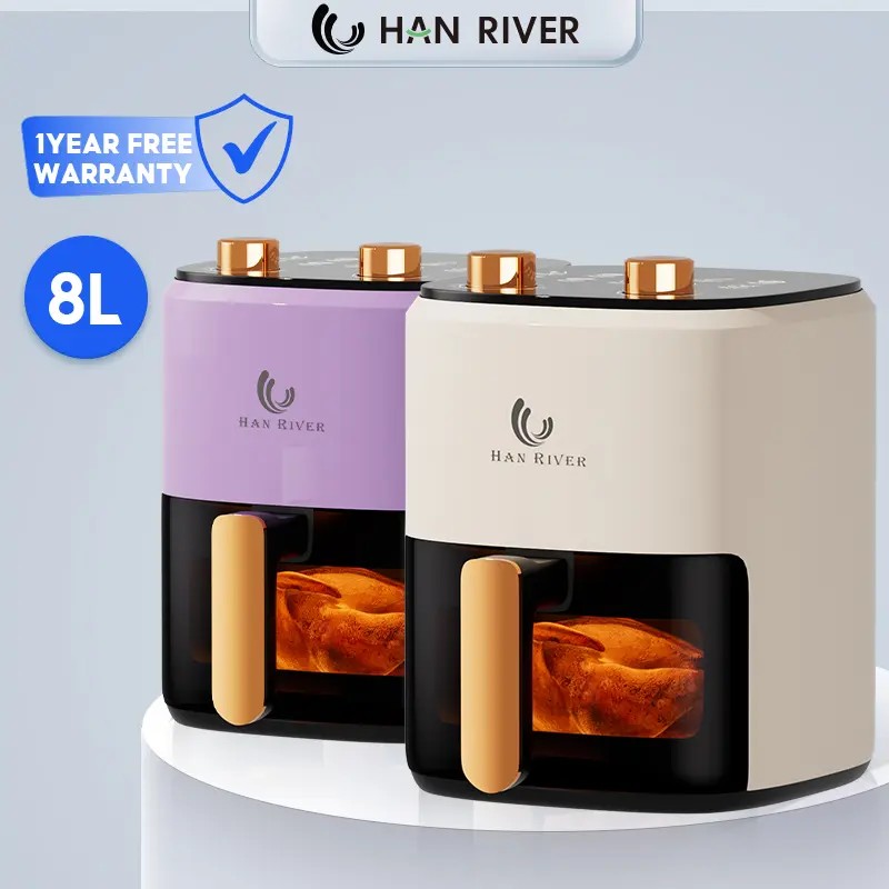 HAN RIVER หม้อทอดไร้น้ำมัน 8L 1450W ความจุใหญ่ อเนกประสงค์ Airfryer ไร้น้ำมัน/ไขมันต่ำ รับประกัน 1ปี