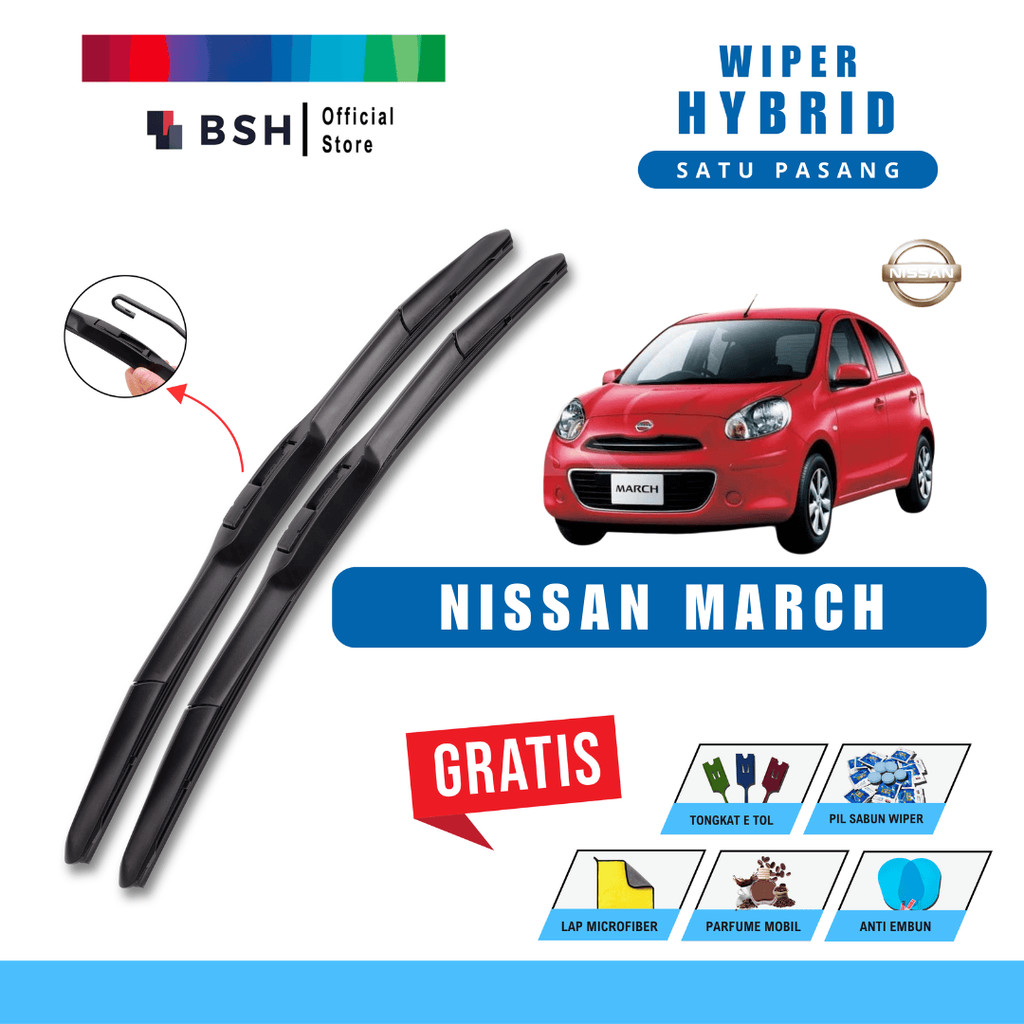 ที่ปัดน้ําฝน Nissan March Hybrid พร้อมโบนัสผลิตภัณฑ์ 5 รายการ
