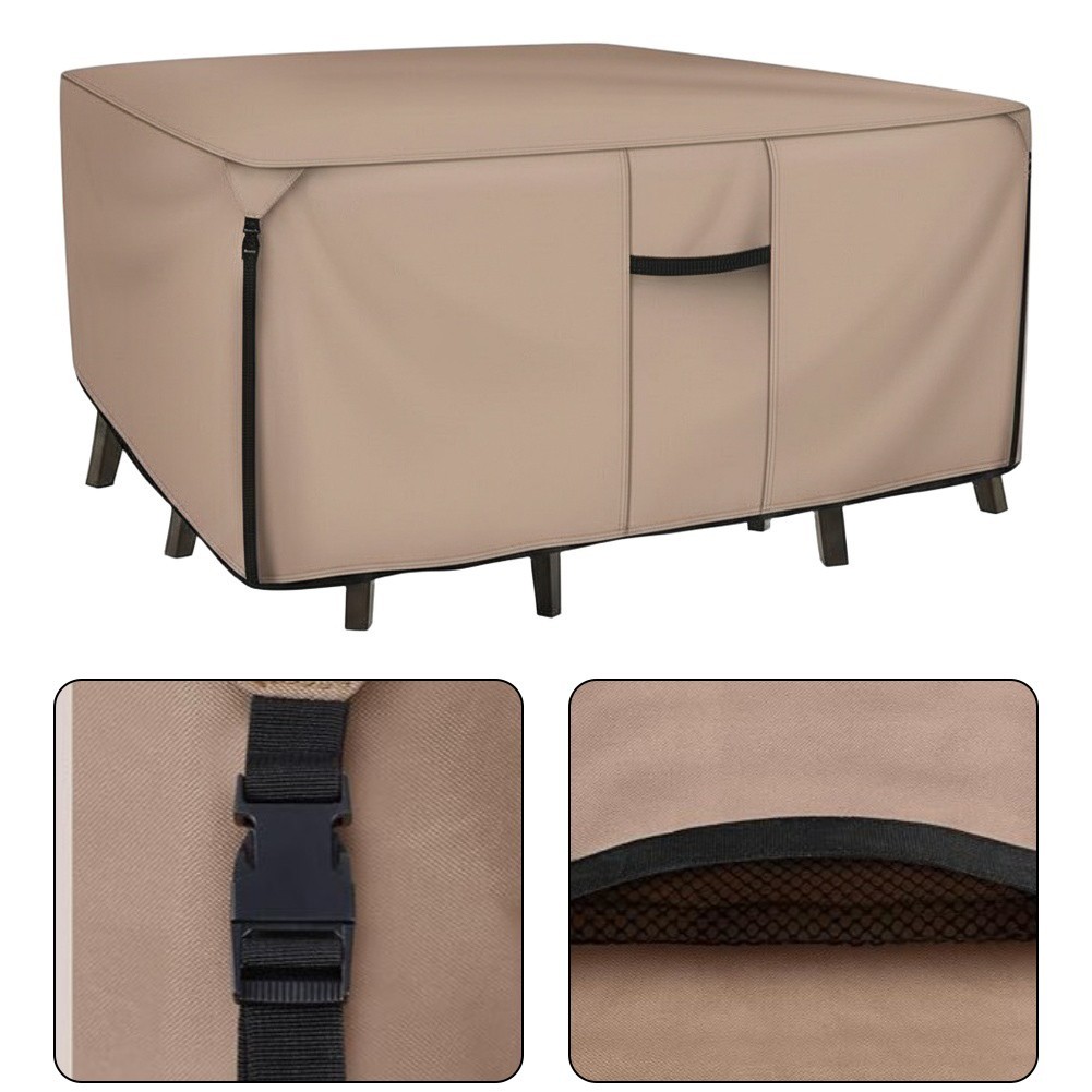 [GC]ผ้าคลุมโต๊ะลานกลางแจ้งกันน้ําสําหรับงานหนักตั้งถึง 136 x74 in-210D ผ้า Oxford