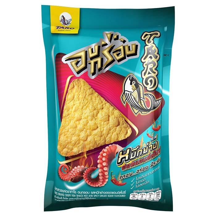 [สินค้าส่งด่วน] ทาโร ปลาสวรรค์ อบกรอบ รสหมึกย่างฮอตแอนด์สไปซี่ 17 ก.