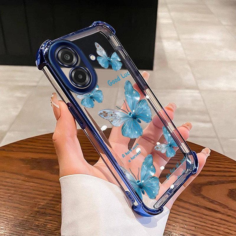 เคสสำหรับ Samsung A07 M07 F07 F70E 5G M17E 5G เคสโทรศัพท์ผีเสื้อฝาครอบป้องกันซิลิโคนโปร่งใสกันกระแทก