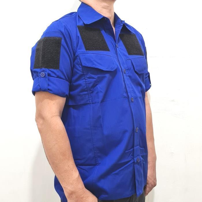 KEMEJA Plain Tactical Army Ripstop Shirt S - 5Xl Velcro กาวแพทช์สัญลักษณ์