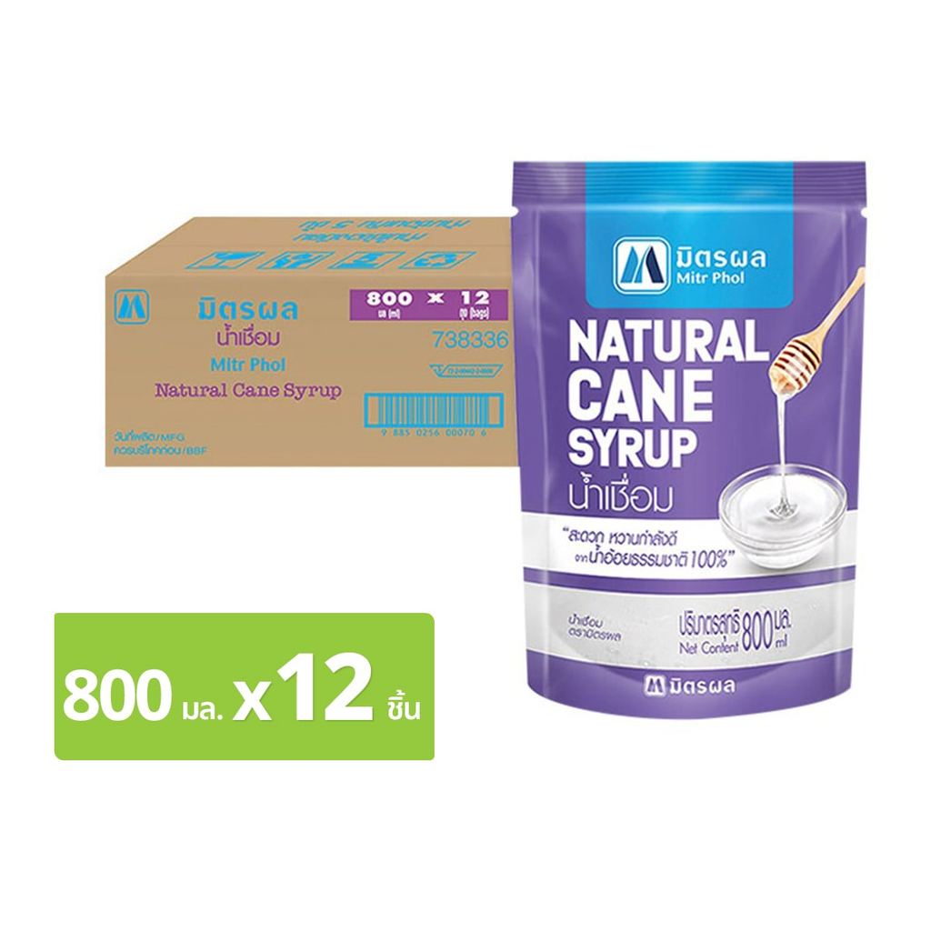 [สินค้าส่งด่วน] มิตรผล น้ำเชื่อมเข้มข้น ชนิดถุงเติม 800 มล. แพ็ค 12