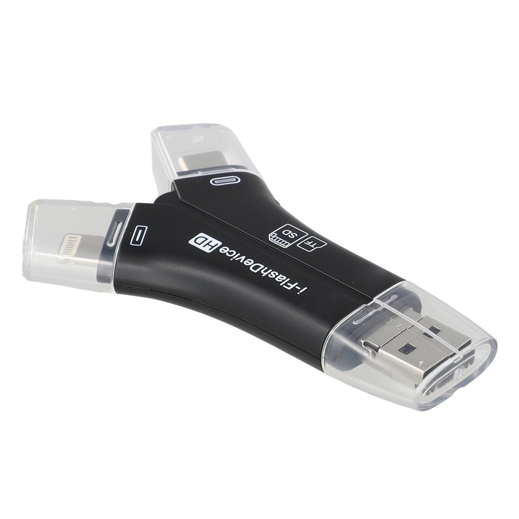 JOY-x เครื่องอ่านการ์ดหน่วยความจําโลหะ 4-in-1: USB, Type-C, USB สําหรับ iPhone สําหรับ Android