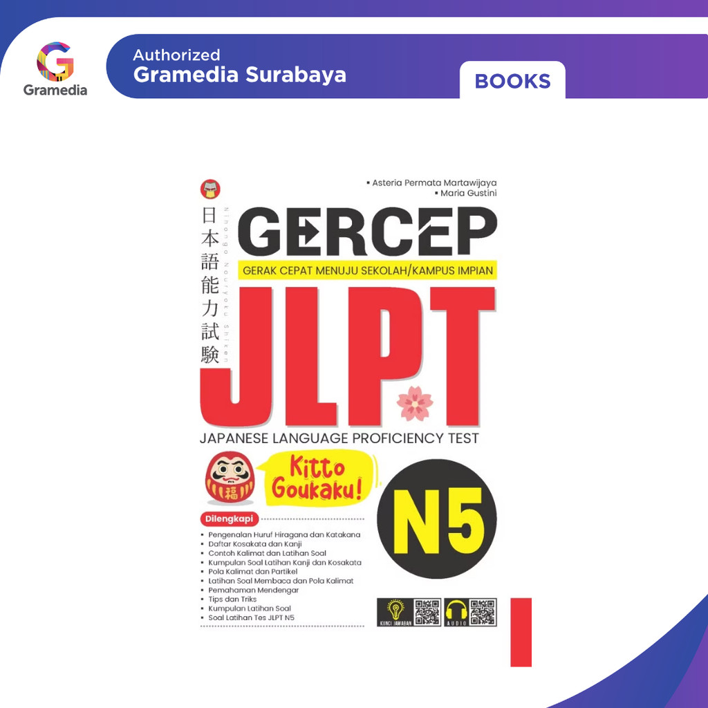 Gramedia Surabaya - Gercep การทดสอบภาษาญี่ปุ่น (Jlpt) N5 Kitto Go