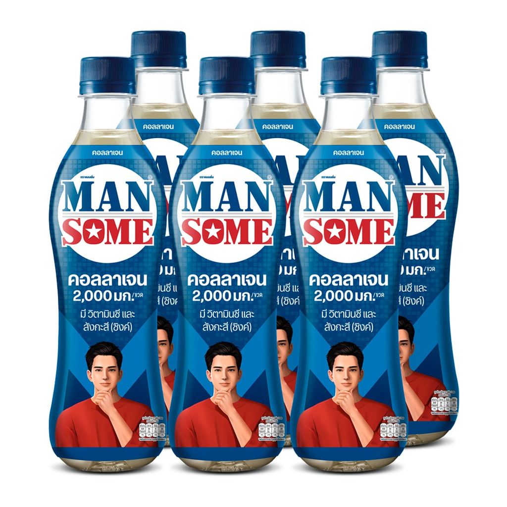 [สินค้าส่งด่วน] แมนซั่ม เครื่องดื่มน้ำผลไม้ผสมคอลลาเจน สูตรน้ำตาลน้อย 430 มล. แพ็ค 6