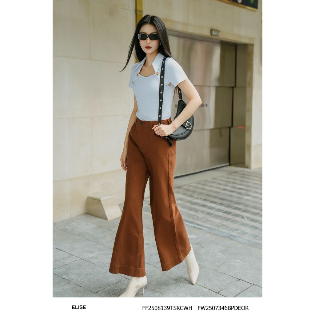 Elise O2O กางเกงยีนส์ทรงตรงสีส้มดีไซน์ รหัส FW2507346บีพีดีออร์
