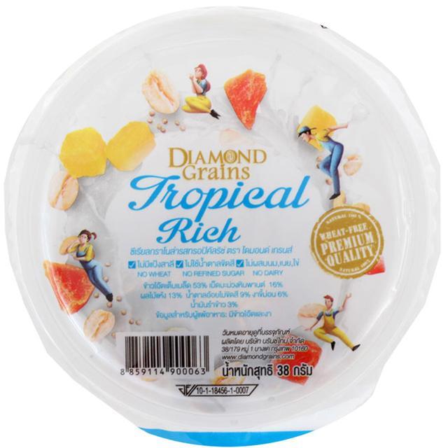 🎋 ไดมอนด์เกรนกราโนล่ารสผลไม้อบแห้ง 38กรัม 🎡 Diamondgrains Granola Tropical Rich 38g. 🎠 อย. 88-5-9114