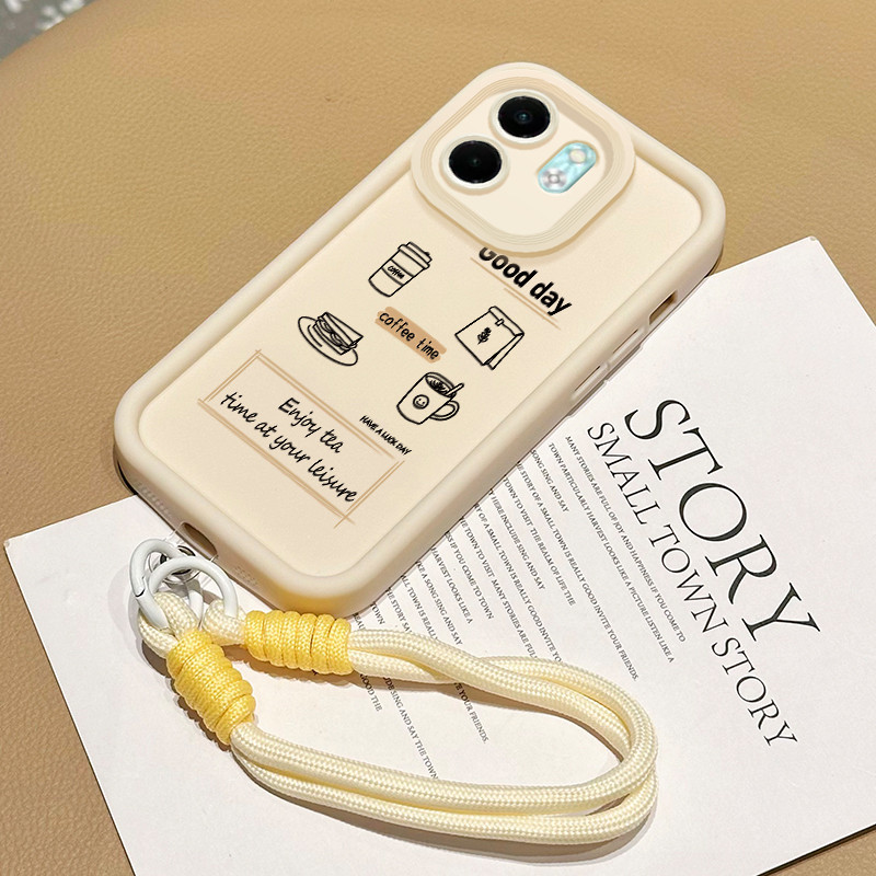เคสสำหรับ Infinix Smart 9 Smart 9 HD Hot 50i เคสโทรศัพท์เวลากาแฟสุนัขซิลิโคนสายคล้องซอฟต์เชลล์กันกระแทก