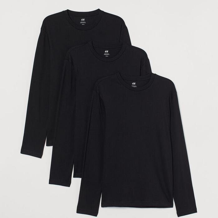 H&M Jersey Tops Regular Fit - Blackblack