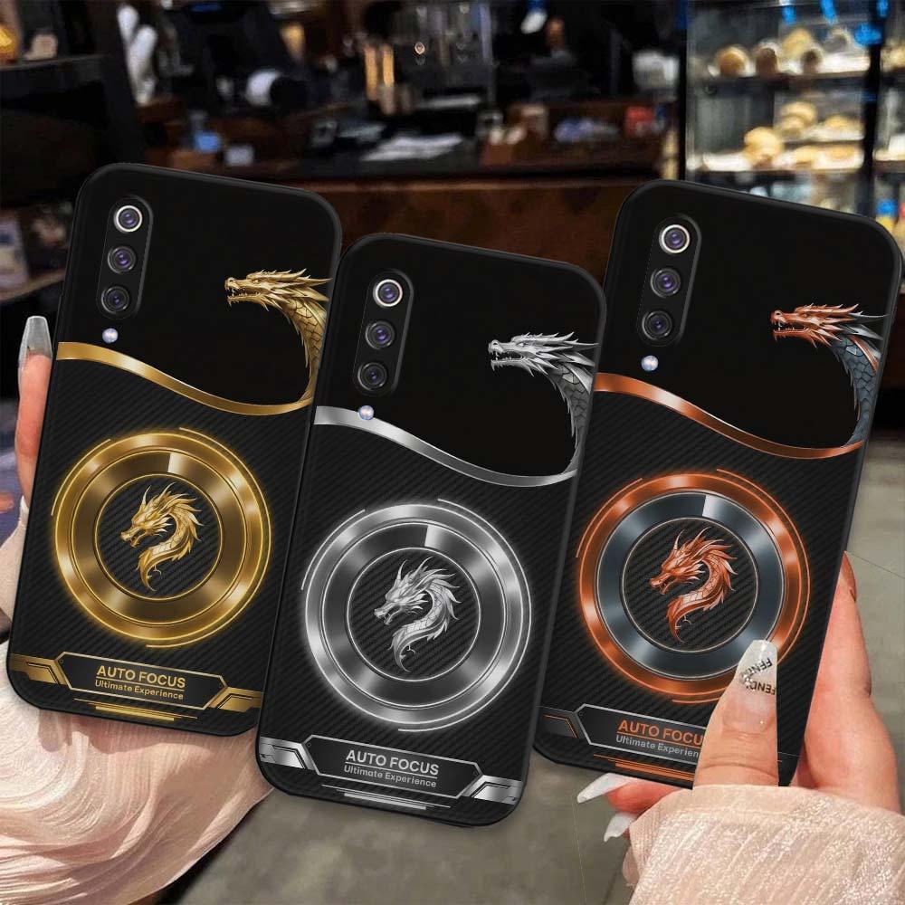 เคส Xiaomi Mi9 / Mi 9 SE พิมพ์โลโก้มังกรนีออนและเทคโนโลยี TPU ยืดหยุ่น