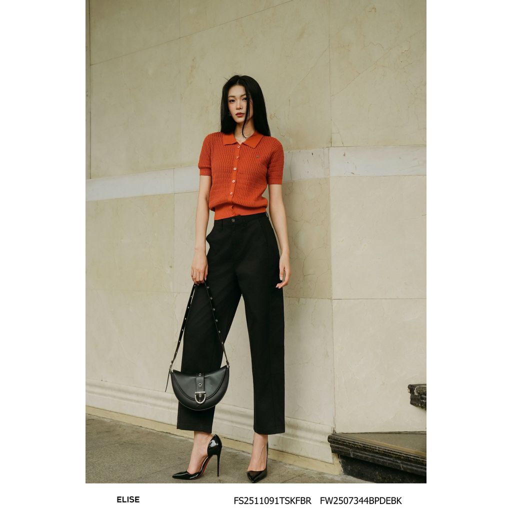 กางเกงเดนิมสีดําดีไซน์ Elise O2O กระเป๋าแนวทแยง รหัส FW2507344BPDEBK