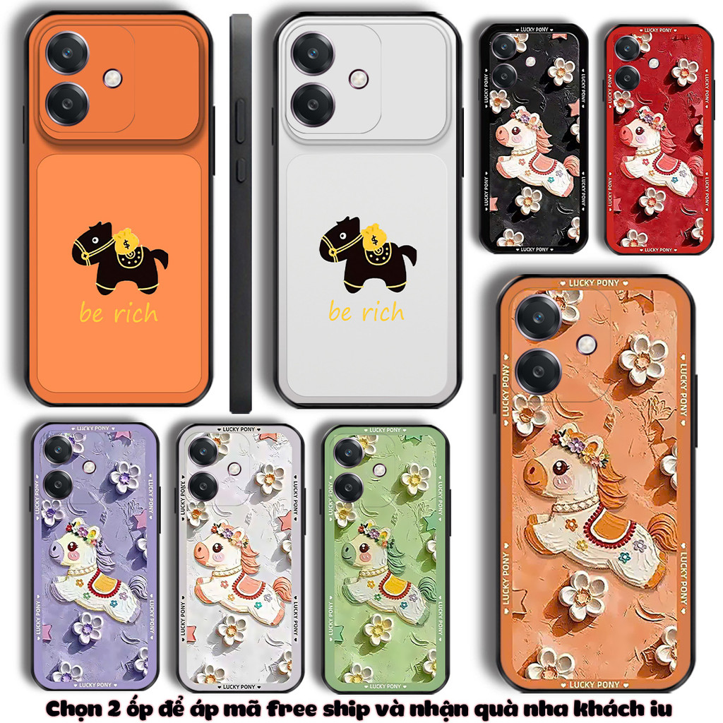 เคสยืดหยุ่นพิมพ์ลายแบนสําหรับ Oppo A3x, Oppo A3 Oppo A5i ม้าน่ารักและโชคดีสําหรับ Tet 2026