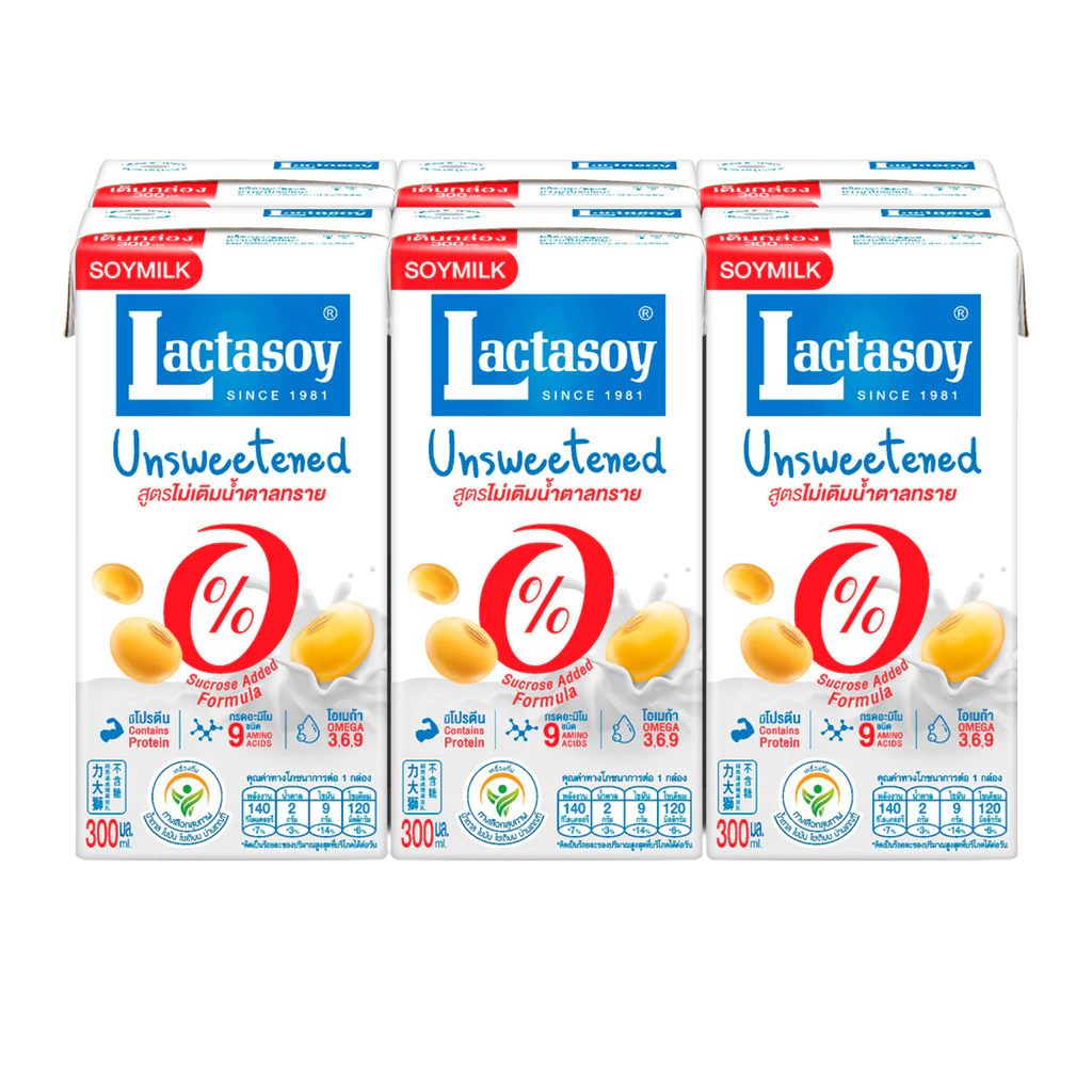 [สินค้าส่งด่วน] แลคตาซอย นมถั่วเหลืองยูเอชที รสจืด สูตรไม่เติมน้ำตาลทราย 0% 300 มล. แพ็ค 6
