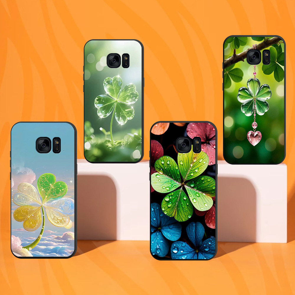 เคส Samsung S6 / S6 Edge / S7 / S7 Edge / Note 5 / Note FE + พิมพ์ลายโคลเวอร์สี่ใบนําโชค
