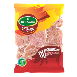 เบทาโกร สันนอกกระเทียมพริกไทยดำ 500 กรัม (แช่แข็ง) Betagro Garlic & Black Pepper Pork Loin 500 G. (Frozen)