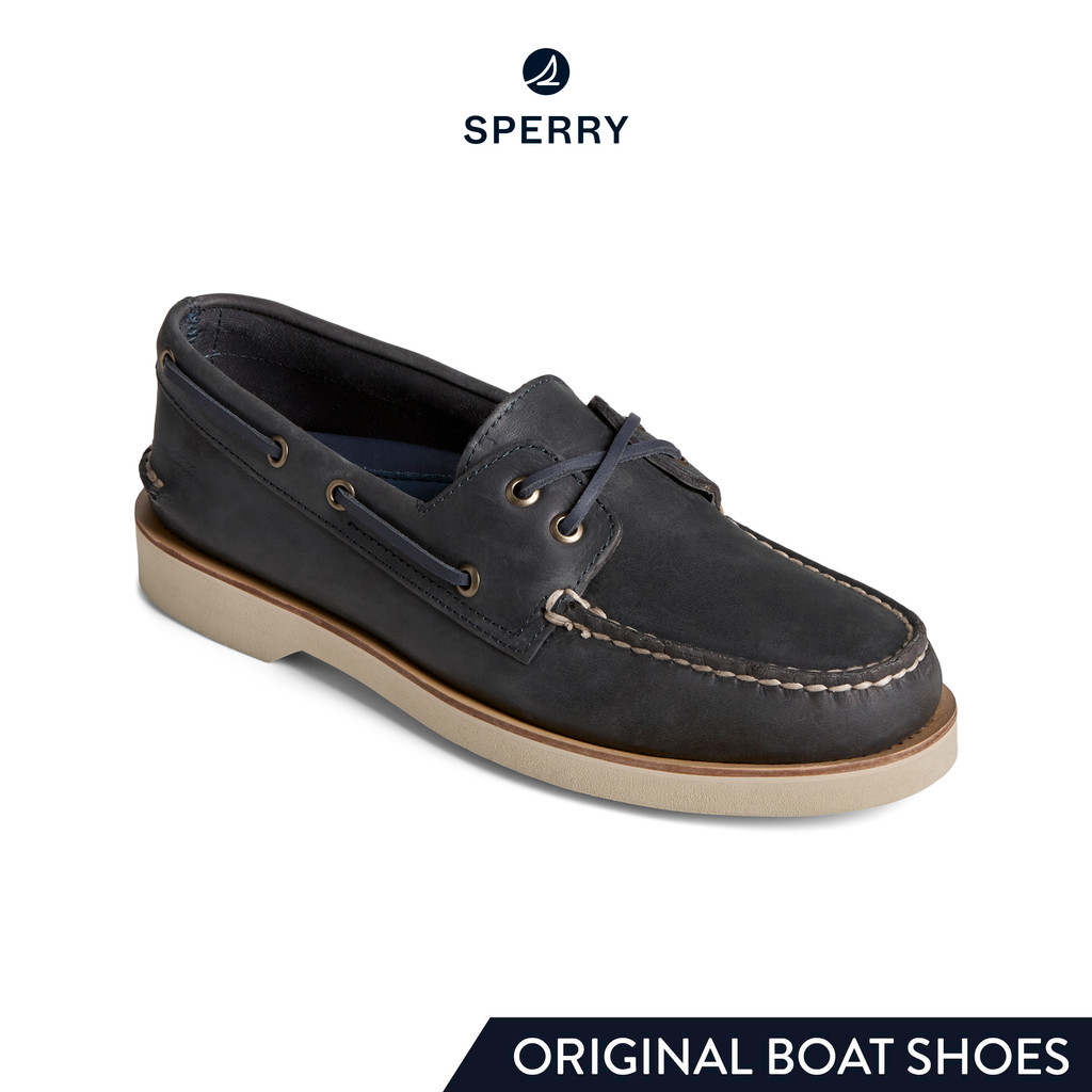 SPERRY A/O 2-EYE DOUBLE SOLE รองเท้าโบ๊ทชูส์ ผู้ชาย สีกรม ( BOAT - STS25284 )