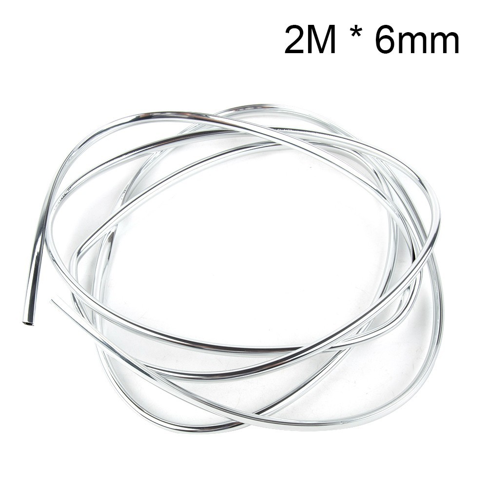 [C1O] 2M*6mm Car Chrome Trim Moulding ประตูรถสําหรับ Edge Scratch Guard Protector Strip
