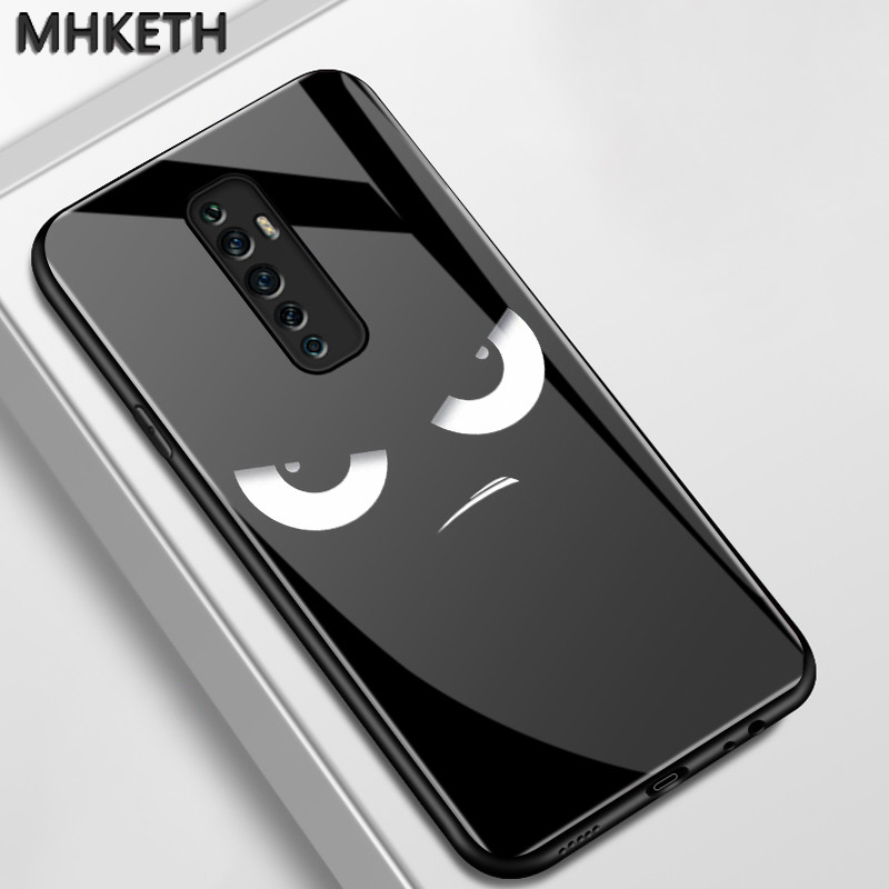 เคสสำหรับ OPPO Reno 2F Reno 2Z Reno 2 Reno เคสโทรศัพท์แก้วลายการ์ตูนอิโมจิแบบมีลักษณะเฉพาะตัว