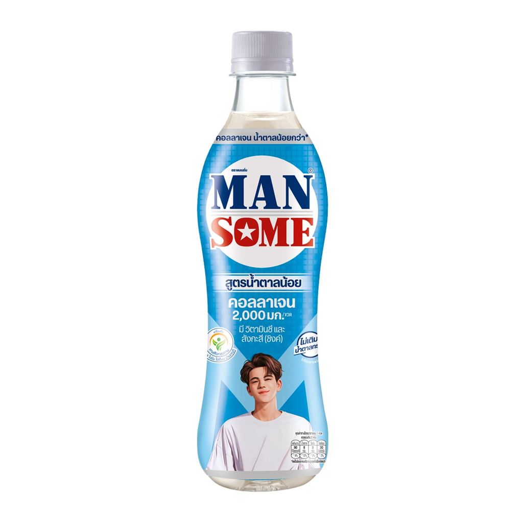 [สินค้าส่งด่วน] แมนซั่ม เครื่องดื่มน้ำผลไม้ผสมคอลลาเจน สูตรน้ำตาลน้อย 430 มล.