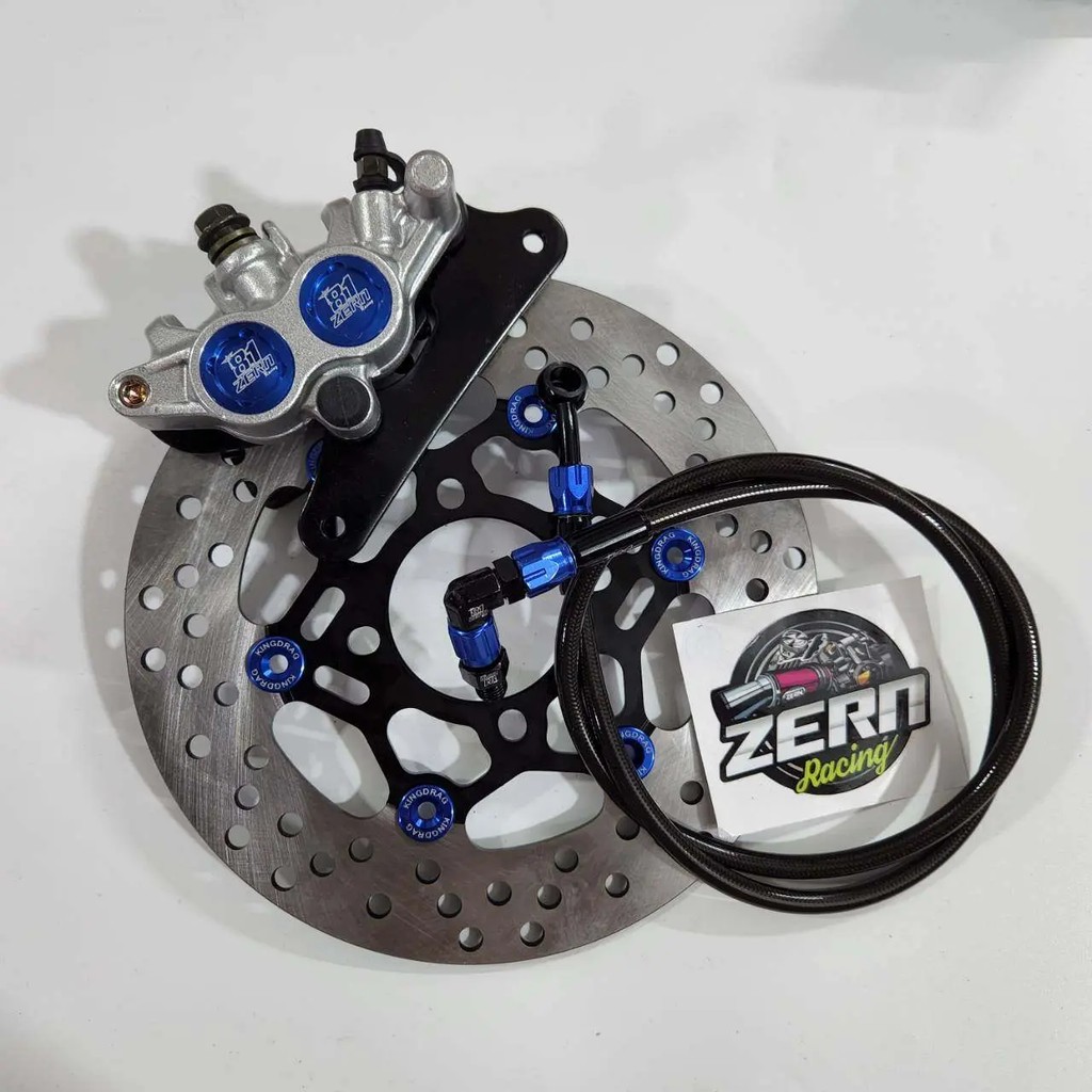 ปั๊มล่าง ZERN81 2พอท สีน้ำเงิน จานจูปีเตอร์ ดำหมุดน้ำเงิน + สายเบรคZERN81 หัว90 เวฟ110i / เวฟ125ปลาว