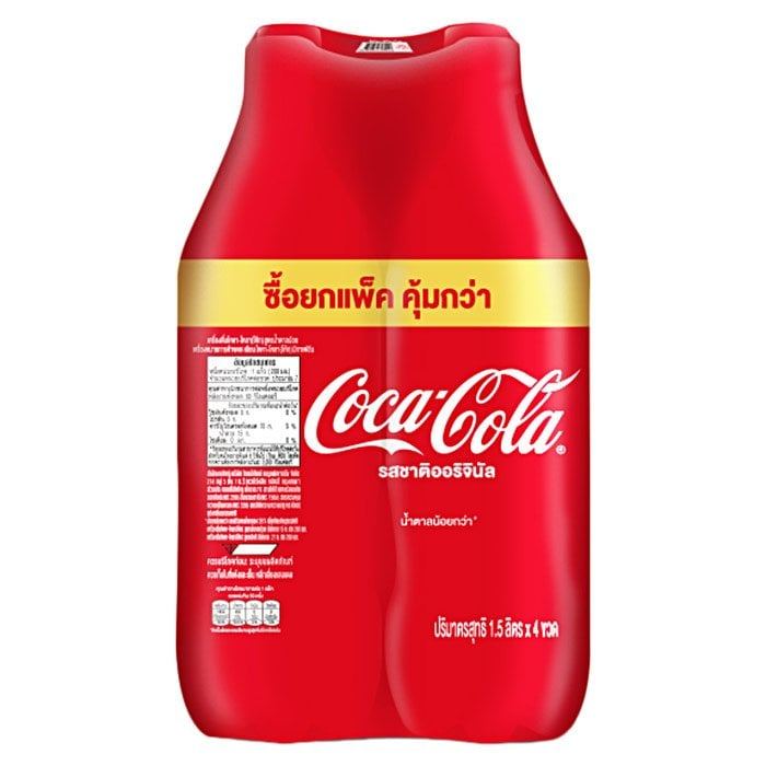 [สินค้าส่งด่วน] โค้ก น้ำอัดลม รสออริจินัล สูตรน้ำตาลน้อยกว่า 1.5 ล. x 4 ชิ้น