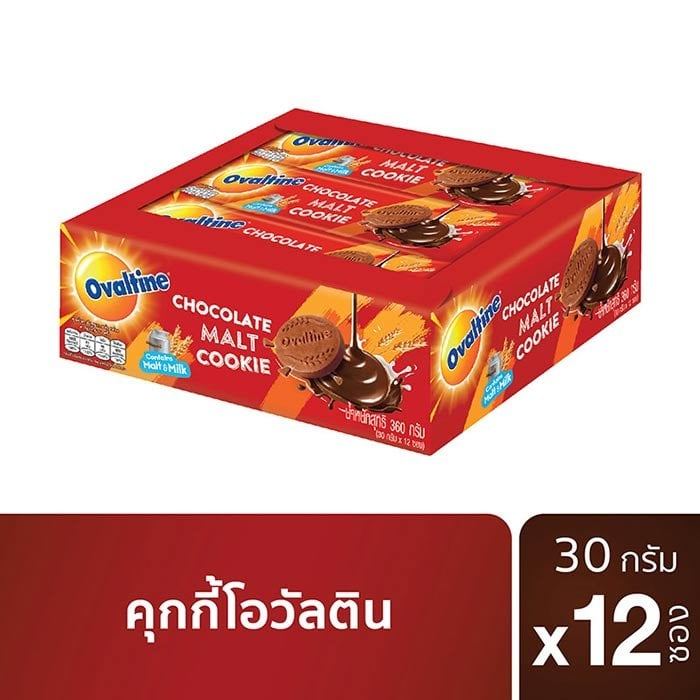 [สินค้าส่งด่วน] โอวัลติน คุกกี้โอวัลตินสอดไส้ครีมช็อกโกแลตมอลต์ 30 ก. แพ็ค 12