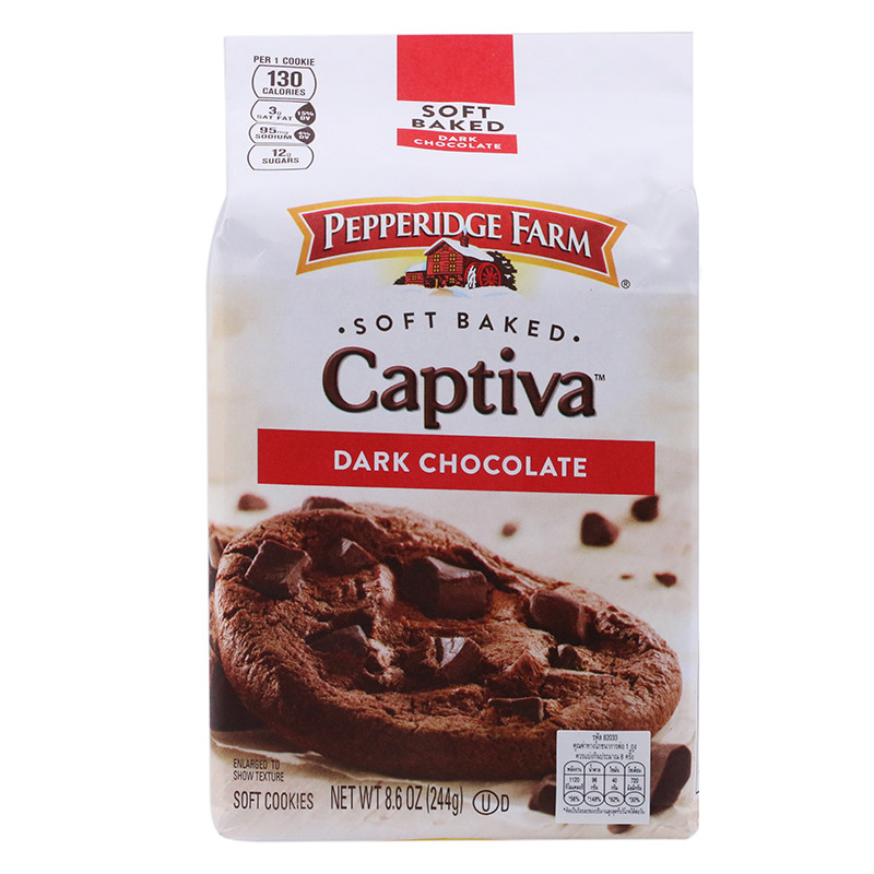 เปปเปอร์ริดจ์ฟาร์มแคปทิวาซอฟท์คุกกี้ดาร์กช็อกโกแลตผสมชิ้นช็อกโกแลต 244ก Pepperidge DarkChocCookie 244g [0014100082033]