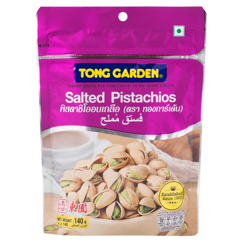 ทองการ์เด้นพิสตาชิโอเกลือ 140กรัม Tonggarden Salted Pistachio 140g. [หมายเลขบาร์โค้ด 8850291281815]