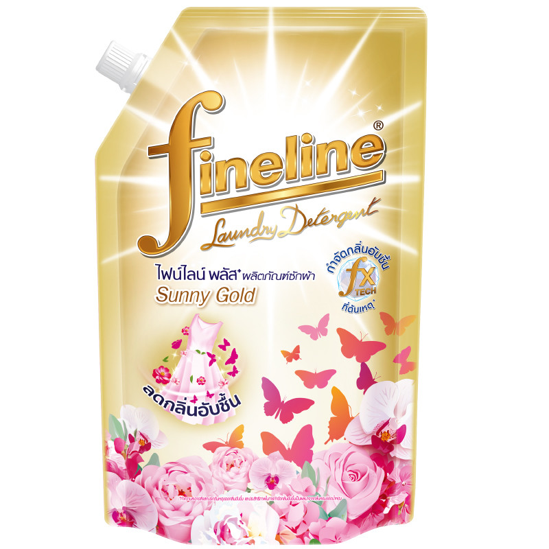 ไฟน์ไลน์พลัสผลิตภัณฑ์น้ำยาซักผ้าชนิดน้ำซันนี่โกลด์ 550มล. Fineline Liquid Detergent Sunny Gold 550ml