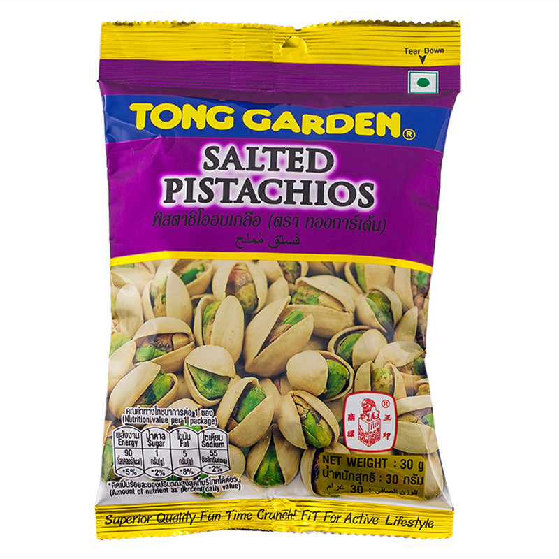 ทองการ์เด้นพิสตาชิโอเกลือ 30กรัม Tonggarden Salted Pistachio 30g. [หมายเลขบาร์โค้ด 8850291010408]