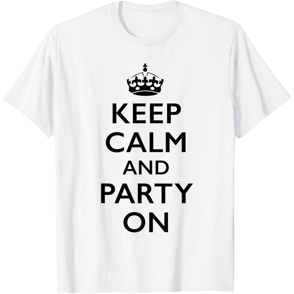 เสื้อยืดผ้าฝ้ายผู้ชาย Keep Calm and Party On T-Shirt