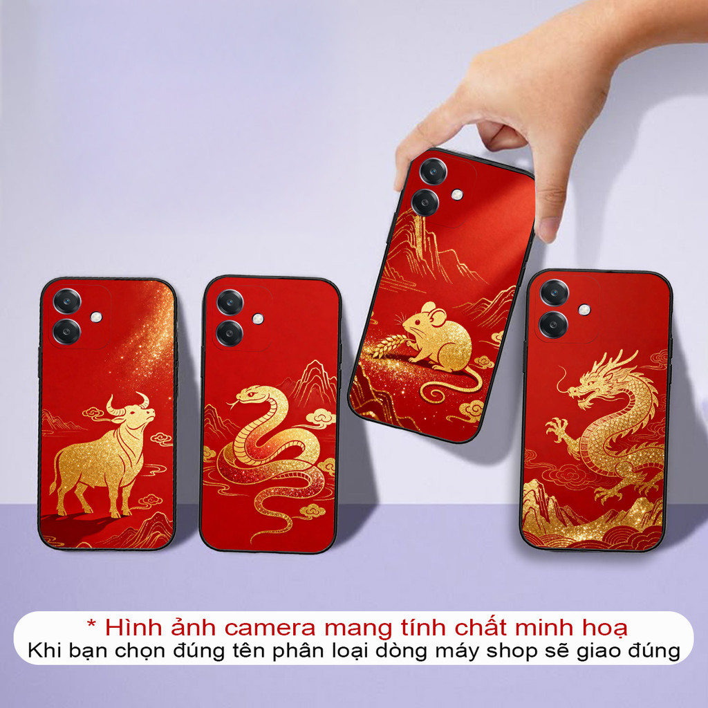 เคสยืดหยุ่น Oppo A3x, Oppo A3 A5i พิมพ์ด้วยสัตว์ราศีนําโชค 12 ตัว สําหรับปีใหม่สีแดง 2026