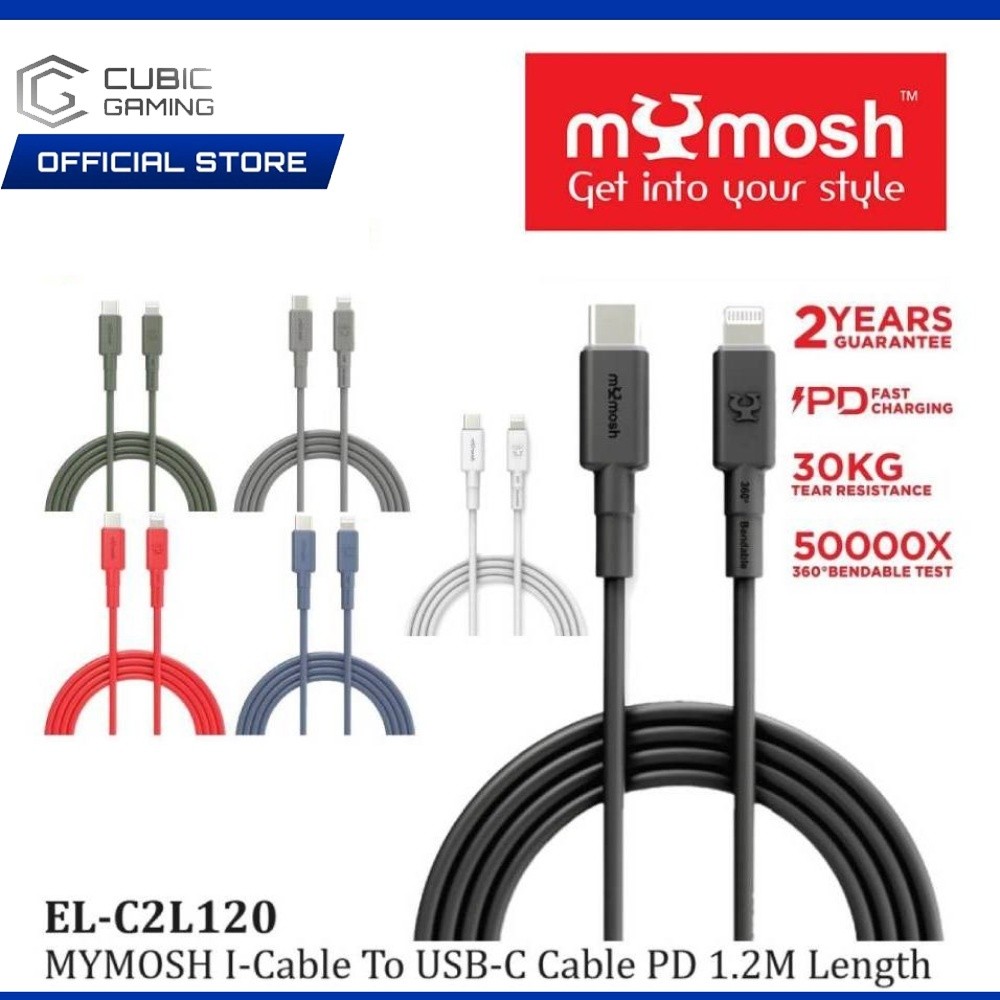 MYMOSH EL-C2L120 CABLE I-CABLE TO USB-C PD 1.2M/การชาร์จอย่างรวดเร็ว/ 30KG ต้านทานการฉีกขาด/ CHARGE 