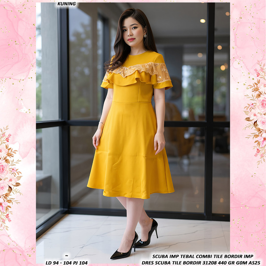 SCUBA TILE EMBROIDERY DRESS 31208 440 GR G0M AS25 Direct Order