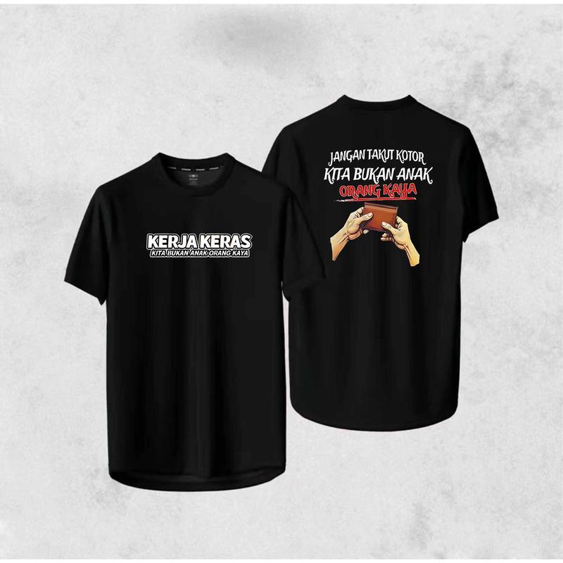 HARDWORK Quote เสื้อยืดผ้าฝ้ายขนาดใหญ่ Unisex Black Street Outfit