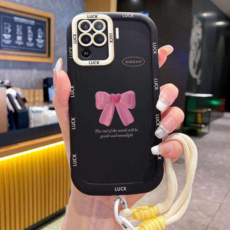OPPO A94 Reno 5F Reno5 F Reno 5 Lite F19 Pro Case Bowknot Model พร้อมเชือกเส้นเล็ก