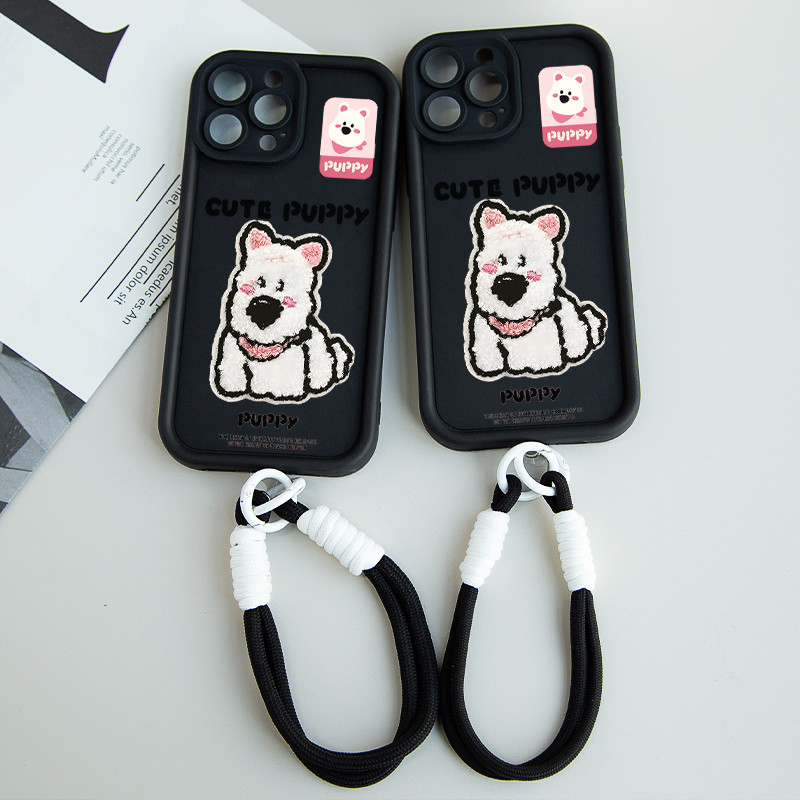 ใหม่เนื้อเย็บปักถักร้อย Lanyard Puppy สําหรับปลอก Samsung A06 A16 5G A26 5G A36 5G A56 5G A15 S22 S2