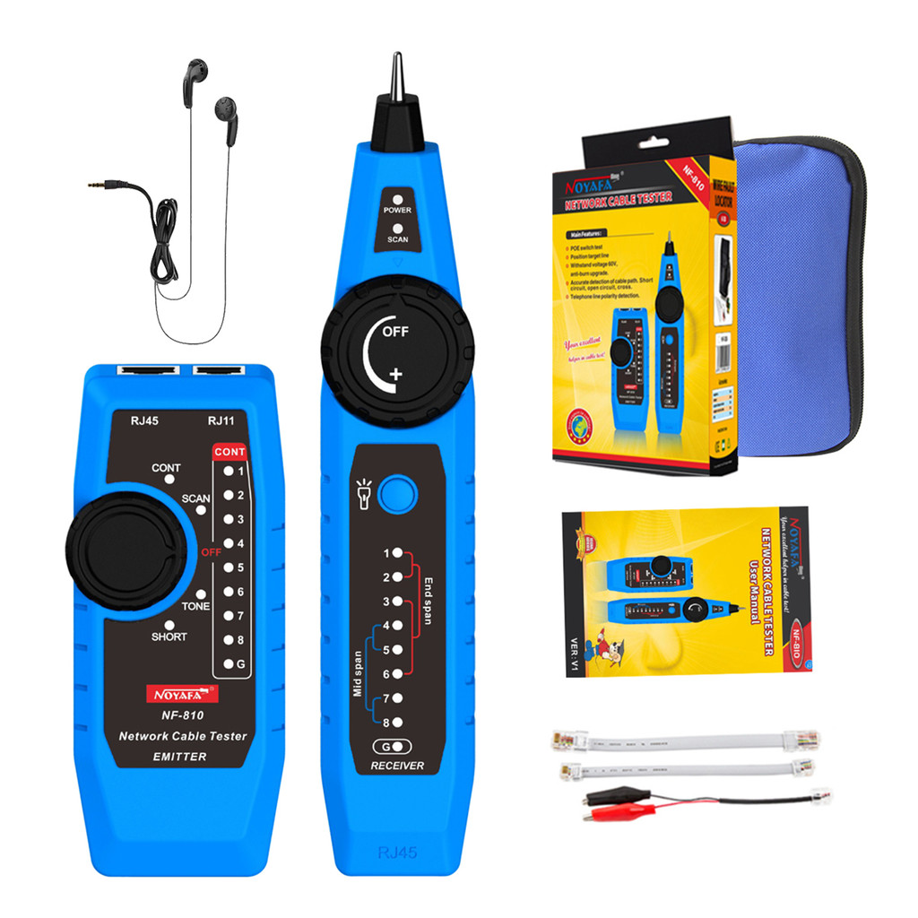 Tomylife NOYAFA NF-810 เครื่องทดสอบสายเคเบิลเครือข่ายชุดสําหรับ RJ11 RJ45 CAT5 CAT6 LAN Multi Functi