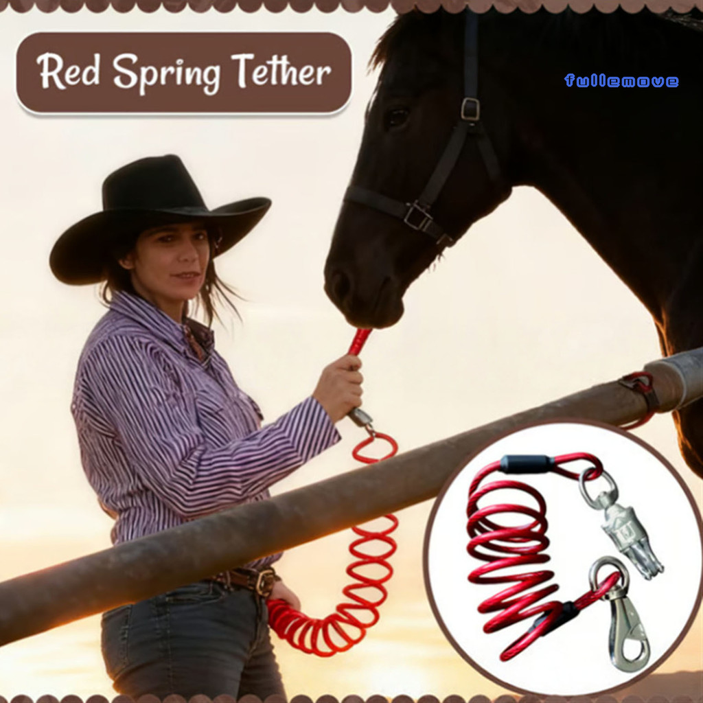 Fullemove Horse Bungee เชือกตะกั่วปรับ Equine Performance Leash Extender Impact Absorbing Coiled เชื