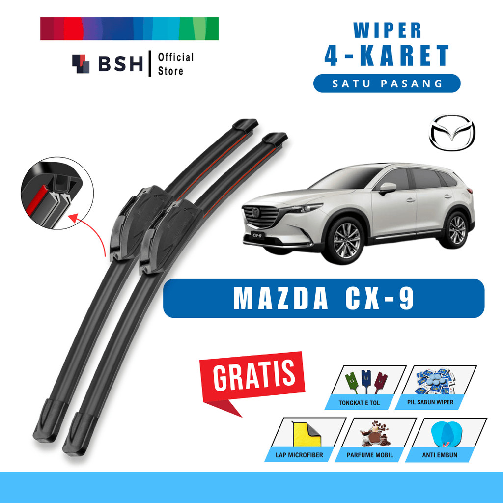 Mazda Cx-9 Quad 4 ยางปัดน้ําฝน Bonus 5 ผลิตภัณฑ์
