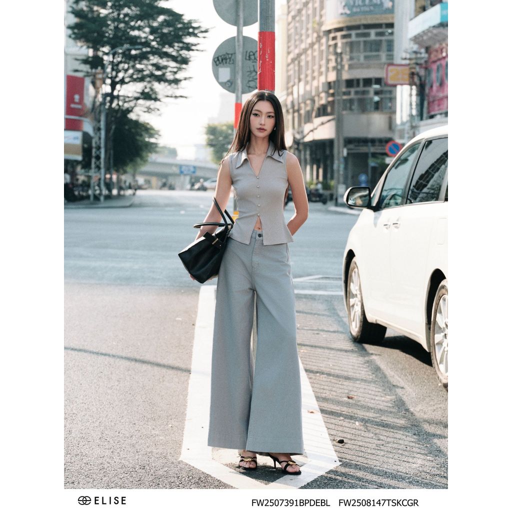 กางเกงยีนส์ทรงตรงสีน้ําเงิน ดีไซน์ Elise O2O รหัส FW2507391BPDEBL