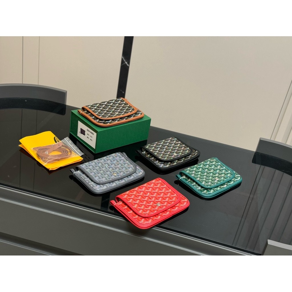 Goyard1666 กระเป๋าสตางค์มัลติฟังก์ชั่นลายเพชรสีแดง